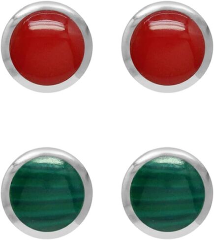 Silvershake 4MM Petite Round Shape Cabochon Gemstones White Gold Plated or 18K Gold Plated 925 Sterling Silver Stud Post Birthstone Earrings Jewelry for Women or Teens Second or third Hole Piercing in Kuwait