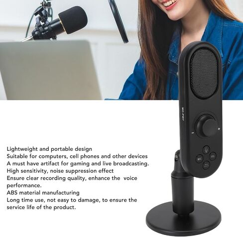 Microphone Yunir USB ، ميكروفون ألعاب مكثف للكمبيوتر للكمبيوتر المحمول للكمبيوتر الشخصي ، وتوصيل وتشغيل ميكروفونات الألعاب مع الحد من الضوضاء ، وميكرو سطح مكتب الكمبيوتر مع حامل ، سلكية لكاريوك in Kuwait