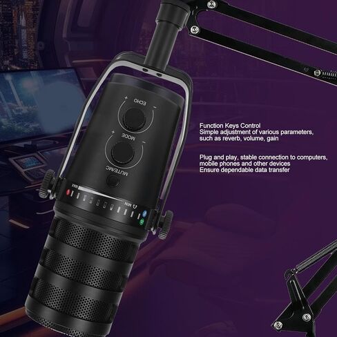 مجموعة ميكروفون ألعاب Yunir XLR USB ، MIC للكمبيوتر الشخصي لبث البودكاسفة ، Computer RGB MIC Kit مع ذراع الازدهار ، مقبض التحكم ، جاك سماعات الرأس ، استوديو محترف بودكاست لصالح in Kuwait