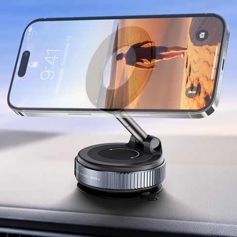 Magnetic Car Phone Holder 360° Reinforced 96LBS Ultra Suction Cup Phone Mount for MagSafe Cell Phone Holders for Your Car/Gym/Mirror Mount for iPhone & Android 2026 Upgraded in Saudi Arabia