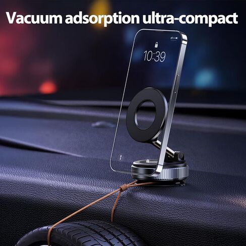 Magnetic Car Phone Holder 360° Reinforced 96LBS Ultra Suction Cup Phone Mount for MagSafe Cell Phone Holders for Your Car/Gym/Mirror Mount for iPhone & Android 2026 Upgraded in Saudi Arabia