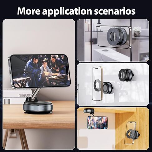Magnetic Car Phone Holder 360° Reinforced 96LBS Ultra Suction Cup Phone Mount for MagSafe Cell Phone Holders for Your Car/Gym/Mirror Mount for iPhone & Android 2026 Upgraded in Saudi Arabia