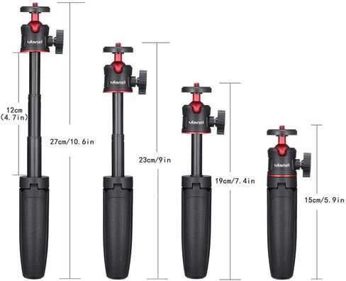 ULANZI MT-08 Extension Rod Tripod Mini Selfie Stick Tripod Stand Handle Grip for iPhone 11 Pro Max Samsung Camera Sony Canon Nikon Vlogging Smartphone Mobile Phone Black/red in Kuwait