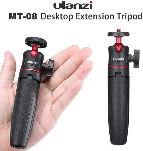 ULANZI MT-08 Extension Rod Tripod Mini Selfie Stick Tripod Stand Handle Grip for iPhone 11 Pro Max Samsung Camera Sony Canon Nikon Vlogging Smartphone Mobile Phone Black/red in Kuwait