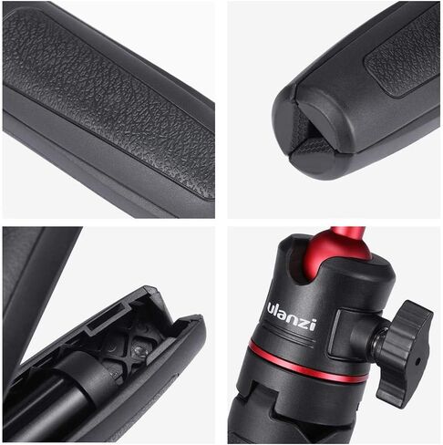 ULANZI MT-08 Extension Rod Tripod Mini Selfie Stick Tripod Stand Handle Grip for iPhone 11 Pro Max Samsung Camera Sony Canon Nikon Vlogging Smartphone Mobile Phone Black/red in Kuwait
