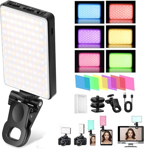 120 LED Cell Phone Selfie Lights - 3 Light Modes, 10-Level Brightness, 5000mAh Rechargeable Battery, Clip-On Fill Light for iPhone, Android, Laptop, Vlogging, TikTok, Video Calls, Makeup in Saudi Arabia