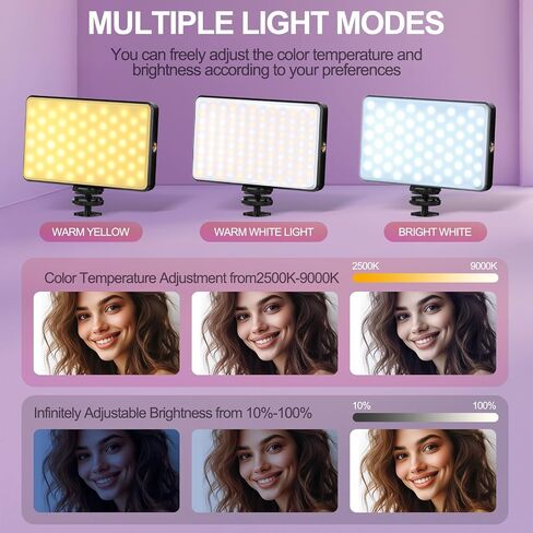 120 LED Cell Phone Selfie Lights - 3 Light Modes, 10-Level Brightness, 5000mAh Rechargeable Battery, Clip-On Fill Light for iPhone, Android, Laptop, Vlogging, TikTok, Video Calls, Makeup in Saudi Arabia
