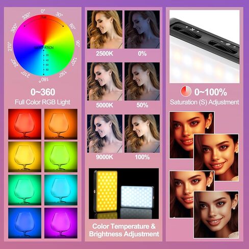 120 LED Cell Phone Selfie Lights - 3 Light Modes, 10-Level Brightness, 5000mAh Rechargeable Battery, Clip-On Fill Light for iPhone, Android, Laptop, Vlogging, TikTok, Video Calls, Makeup in Saudi Arabia