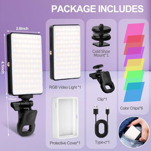 120 LED Cell Phone Selfie Lights - 3 Light Modes, 10-Level Brightness, 5000mAh Rechargeable Battery, Clip-On Fill Light for iPhone, Android, Laptop, Vlogging, TikTok, Video Calls, Makeup in Saudi Arabia
