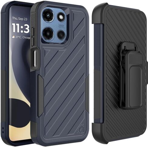 Hrwireless متوافق مع Motorola Edge 2025 Case Cover Case-Duty Case with Holster Belt Clip Combo in Kuwait