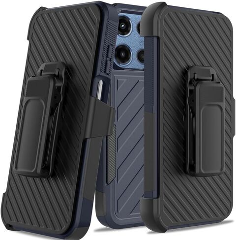 Hrwireless متوافق مع Motorola Edge 2025 Case Cover Case-Duty Case with Holster Belt Clip Combo in Kuwait