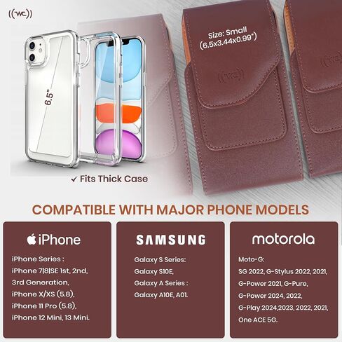 Vertical Leather Phone Holster with Belt Clip – Magnetic Closure Cell Pouch Wallet Case for Men, Fits Smartphones up to (6.5")- Black Medium. in Kuwait