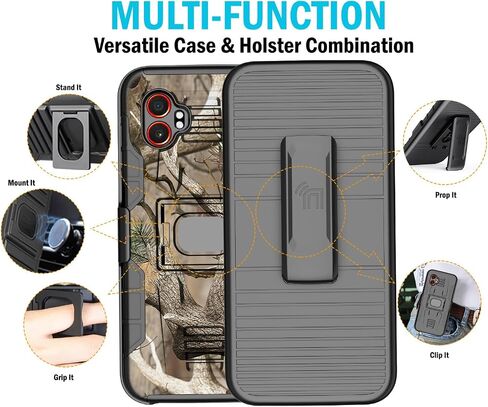 علبة مع مقطع لـ Galaxy Xcover 7 Pro ، وغطاء قبضة حلقة عظم مع NakedCellphone مع حامل [لوحة تثبيت مدمجة] و [حزام الحافظة] ل Samsung Xcover7 Pro Phone (2025 ، SM-G766)-برتقالي مشرق in Saudi Arabia