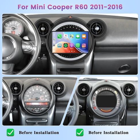 ستيريو لراديو السيارة لـ MINI Cooper R60 2011 2012 2013 2014 2016 ، تم تصميمه في CarPlay/Android Auto ، 9 بوصة IPS. in Kuwait