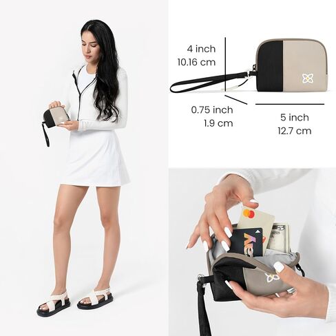 Sherpani Jolie, Lightweight Travel Pouch, Cosmetic Bag, Recycled Wristlet Bag, Toiletry Bag for Women (Con Leche, Small) in Kuwait