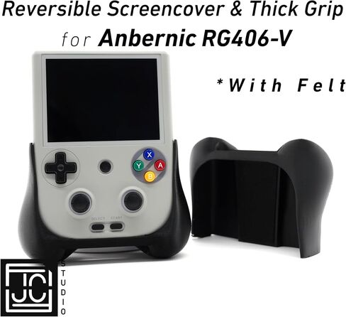 Felt Grip 2-in-1 for Anbernic RG406V Reversible Screen Cover Thick Chin Grip Felt Screen Protector Gaming Handheld Protection Fun Textured Pattern in Kuwait