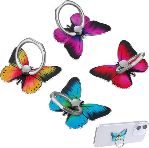 4 PCS Butterfly Phone Ring حامل لحالة الهاتف ، ونمط الفراشة اللطيف مطلية بالمعادن Stand Stand Kickstand 360 ° Rotation Grip حامل إصبع لطيف متوافق مع جميع الهواتف الذكية والكمبيوتر اللوحي in Kuwait