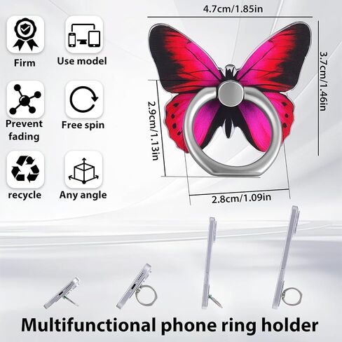 4 PCS Butterfly Phone Ring حامل لحالة الهاتف ، ونمط الفراشة اللطيف مطلية بالمعادن Stand Stand Kickstand 360 ° Rotation Grip حامل إصبع لطيف متوافق مع جميع الهواتف الذكية والكمبيوتر اللوحي in Kuwait