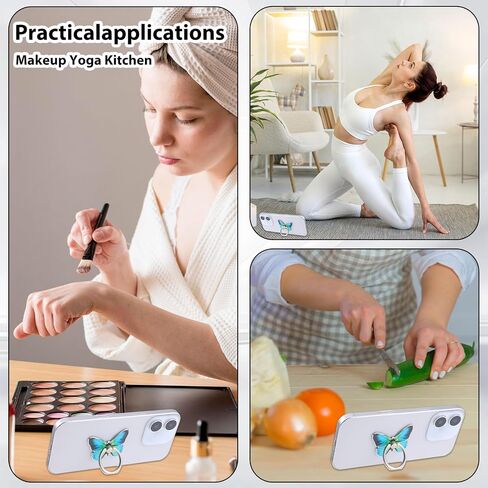 4 PCS Butterfly Phone Ring حامل لحالة الهاتف ، ونمط الفراشة اللطيف مطلية بالمعادن Stand Stand Kickstand 360 ° Rotation Grip حامل إصبع لطيف متوافق مع جميع الهواتف الذكية والكمبيوتر اللوحي in Kuwait