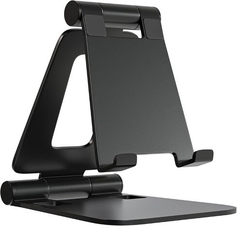 Cell Phone Stand for Desk Phone Holder Foldable Portable Adjustable Cradle Dock Compatible with iPhone 15 14 13 Pro Max, iPhone 12 11 Plus SE XS XR 8 7, Office Desk Travel Accessories, Black in Kuwait