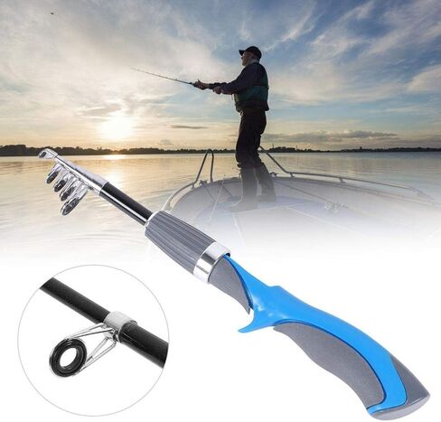 Carbon Fishing Rod Short Fishing Rod Protable Telescopic Sea Fishing Pole for Saltwater Freshwater Fishing(Blue Handle 1.2M) in Saudi Arabia