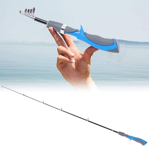 Carbon Fishing Rod Short Fishing Rod Protable Telescopic Sea Fishing Pole for Saltwater Freshwater Fishing(Blue Handle 1.2M) in Saudi Arabia