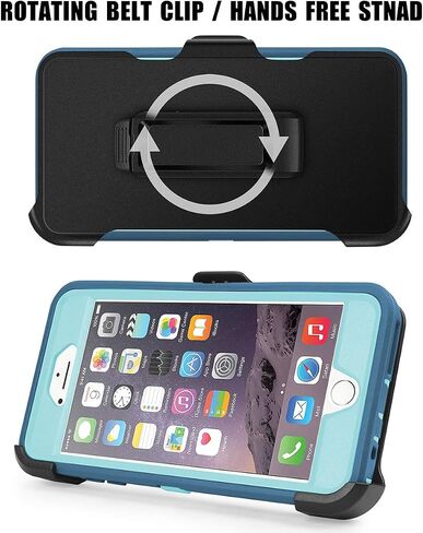 AICase iPhone 6S Plus / 6 Plus Case, Heavy Duty, Built-in Screen Protector, Tough, Shockproof, Kickstand, Bright Blue in Kuwait