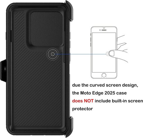 علبة Tekcoo لـ Motorola Motorola Edge 2025 / Moto Edge (2025) حزام حزام الحافظة [تم اختبار قطرة من الدرجة العسكرية] كامل الجسم يحمل غطاء Kickstand [أسود] in Saudi Arabia