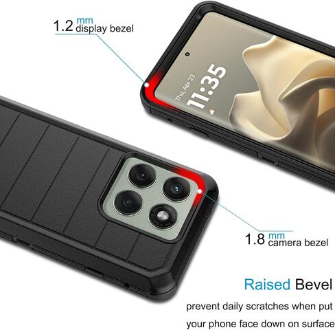علبة Tekcoo لـ Motorola Motorola Edge 2025 / Moto Edge (2025) حزام حزام الحافظة [تم اختبار قطرة من الدرجة العسكرية] كامل الجسم يحمل غطاء Kickstand [أسود] in Saudi Arabia