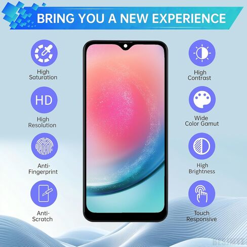 for Samsung Galaxy A24 Screen Replacement with Frame LCD Display Touch Digitizer Full Assembly and Side Button Ear Speaker Vibration Motor Glass Repair Tools Kit SM-A245F in Saudi Arabia