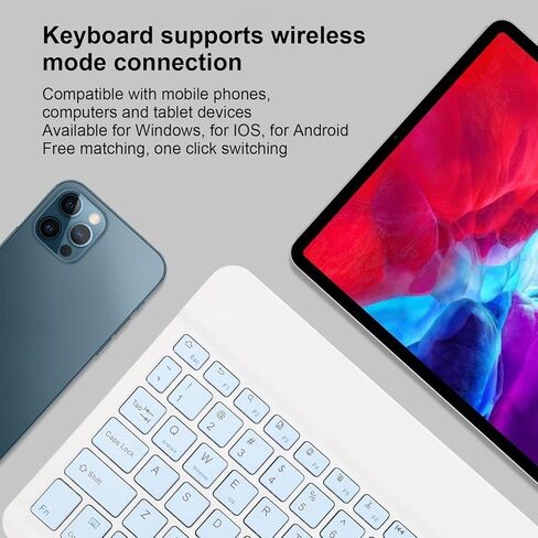 لوحة مفاتيح Bluetooth و Mouse Combo ، لوحة مفاتيح كمبيوتر 10 بوصة USB Ultra Slim Portable Recargable Reconbely Mouse Mouse With DPI Mouse لجهاز الكمبيوتر اللوحي للكمبيوتر (الأزرق) in Kuwait
