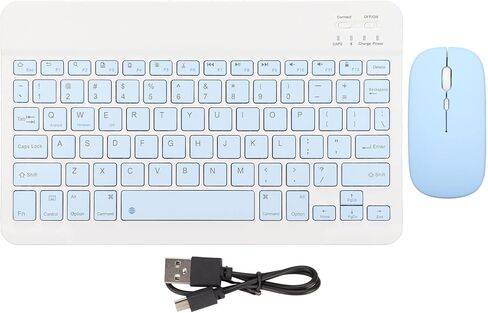 لوحة مفاتيح Bluetooth و Mouse Combo ، لوحة مفاتيح كمبيوتر 10 بوصة USB Ultra Slim Portable Recargable Reconbely Mouse Mouse With DPI Mouse لجهاز الكمبيوتر اللوحي للكمبيوتر (الأزرق) in Kuwait