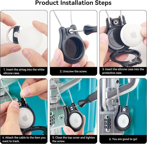 AirTag Holder 4 Pack,IPX8 Waterproof with Steel Cable Lock in Kuwait