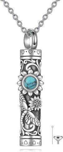 ONEFINITY Urn Necklace Sterling Silver Bar Tree of Life/Rose Flower/Sunflower/Moon Star Cremation Jewelry for Ashes Memory Jewelry for Women Men in Kuwait