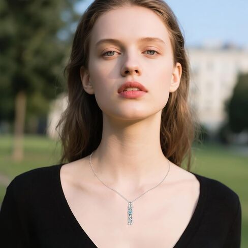 ONEFINITY Urn Necklace Sterling Silver Bar Tree of Life/Rose Flower/Sunflower/Moon Star Cremation Jewelry for Ashes Memory Jewelry for Women Men in Kuwait
