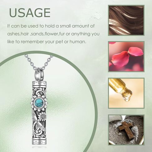 ONEFINITY Urn Necklace Sterling Silver Bar Tree of Life/Rose Flower/Sunflower/Moon Star Cremation Jewelry for Ashes Memory Jewelry for Women Men in Kuwait