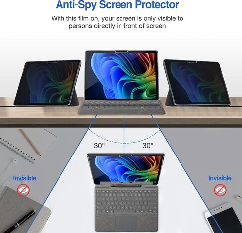 واقي شاشة الخصوصية Procase لـ Surface Pro 12 Inch 2025 ، واقي فيلم زجاجي مضاد للتجسس لـ 12 "Surface Pro 2025 إصدار in Kuwait