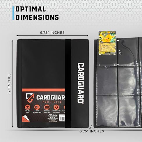 CardGuard Trading Card Binder Pro-Folio – 9 Pocket Binder - Side-Loading Album, Durable & Acid-Free Storage for Pokémon, YuGiOh, MTG, TCG, Game & Sports Cards, Black in Kuwait
