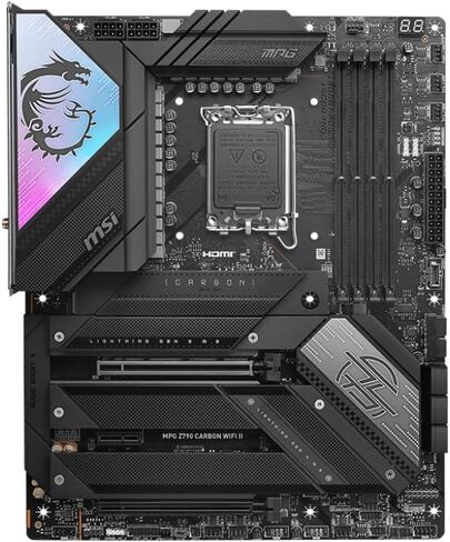 MSI MPG Z790 Carbon WiFi II Gaming Gaming (تدعم معالجات Intel 12/13/14th Gen ، LGA 1700 ، DDR5 ، PCIe 5.0 ، M.2 ، 2.5GBPS LAN ، USB 3.2 Gen2 ، Wi-Fi 7 ، Bluetooth 5.4 ، ATX) (متجددة) in Saudi Arabia
