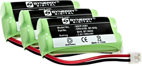 Synergy Digital Cordless Phone Batteries, Compatible with AT-T/Lucent CL80109 Cordless Phone, (Ni-MH, 2.4V, 800 mAh), Pack Includes: 3 x SDCP-H301 Batteries in Saudi Arabia
