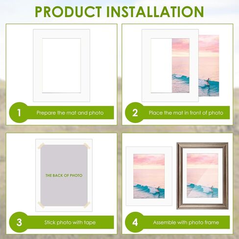 18 Pack Picture Fasts ، 8x10 for 6x8 Picture Frame Mats ، حمض الحامض Core Bevel Picture Frame Mattes للصور المطبوعات الفنية (أبيض) in Kuwait