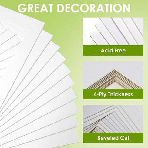 18 Pack Picture Fasts ، 8x10 for 6x8 Picture Frame Mats ، حمض الحامض Core Bevel Picture Frame Mattes للصور المطبوعات الفنية (أبيض) in Kuwait