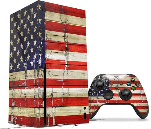 Wraptorskinz Skin Decal Vinyl Wrap متوافق مع وحدة التحكم Xbox Series X ووحدة التحكم - Painted Pained و Cracked USA American Flag (وحدة التحكم في الألعاب غير مدرجة) in Saudi Arabia