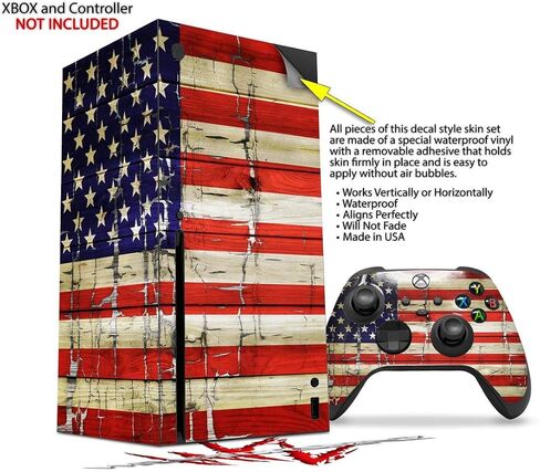 Wraptorskinz Skin Decal Vinyl Wrap متوافق مع وحدة التحكم Xbox Series X ووحدة التحكم - Painted Pained و Cracked USA American Flag (وحدة التحكم في الألعاب غير مدرجة) in Saudi Arabia