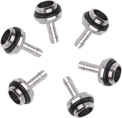 6 PCS G1/4 Barb Fitting for Soft Tubing, PC Water Cooling Fittings Tube Connectors for PC Computer Water Cooling Tube, for 5-5.5mm Inner Diameter Hose, Silver 5.5mm in Saudi Arabia