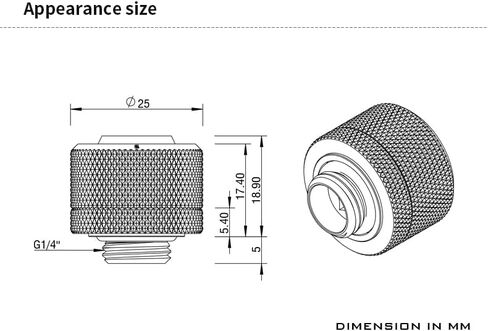 Barrow G1/4" to 1/2" ID, 3/4" OD Compression Fitting for 13/19mm Soft Tubing THKN-1/2-V4, Black in Saudi Arabia