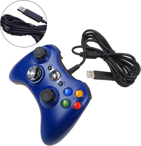 USB Wired Gamepad استبدال للكمبيوتر الشخصي Xbox 360 ألعاب التحكم المزدوج اهتزاز الاهتزاز لوحدة تحكم الكمبيوتر GAMEPADS JOYPAD لنظام التشغيل Windows 7 8 10 (Blue） in Saudi Arabia