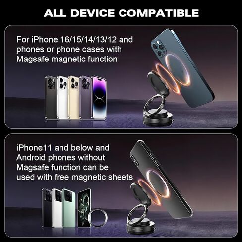 حامل هاتف VIPBUGO ، 360 درجة ، حامل الهاتف المغناطيسي الفراغ VIPBU ، شفط مغناطيسي MOUNT FIPBUGO ، قوس مغناطيسي للامتصاص ، حامل كوب شفط خالٍ من اليدين لجميع السطح الأملس in Saudi Arabia