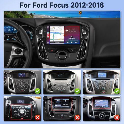راديو سيارات Leadfan Android لـ Ford Focus 2012-2018 مع شاشة تعمل باللمس اللاسلكية Android Auto ، 9 '' HD مع GPS Mavigation Bluetooth WiFi Link Microphone 2+32g in Kuwait