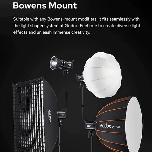 Godox SL60 SL60IID 70W Bowens Mount Led Video Light,8 FX Effects CRI 96 TLCI 97 5600±200K,16 Groups 32 Channels, 2.4GHz Wireless/Bluetooth/Light Body Control,0%-100% Brightness Adjustment in Kuwait